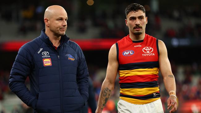 The Crows fell just short against the Dees. Picture: Graham Denholm/AFL Photos