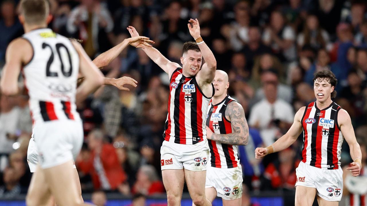 Jack Higgins (centre) played an unlikely role in the September race. (Photo by Michael Willson/AFL Photos via Getty Images)