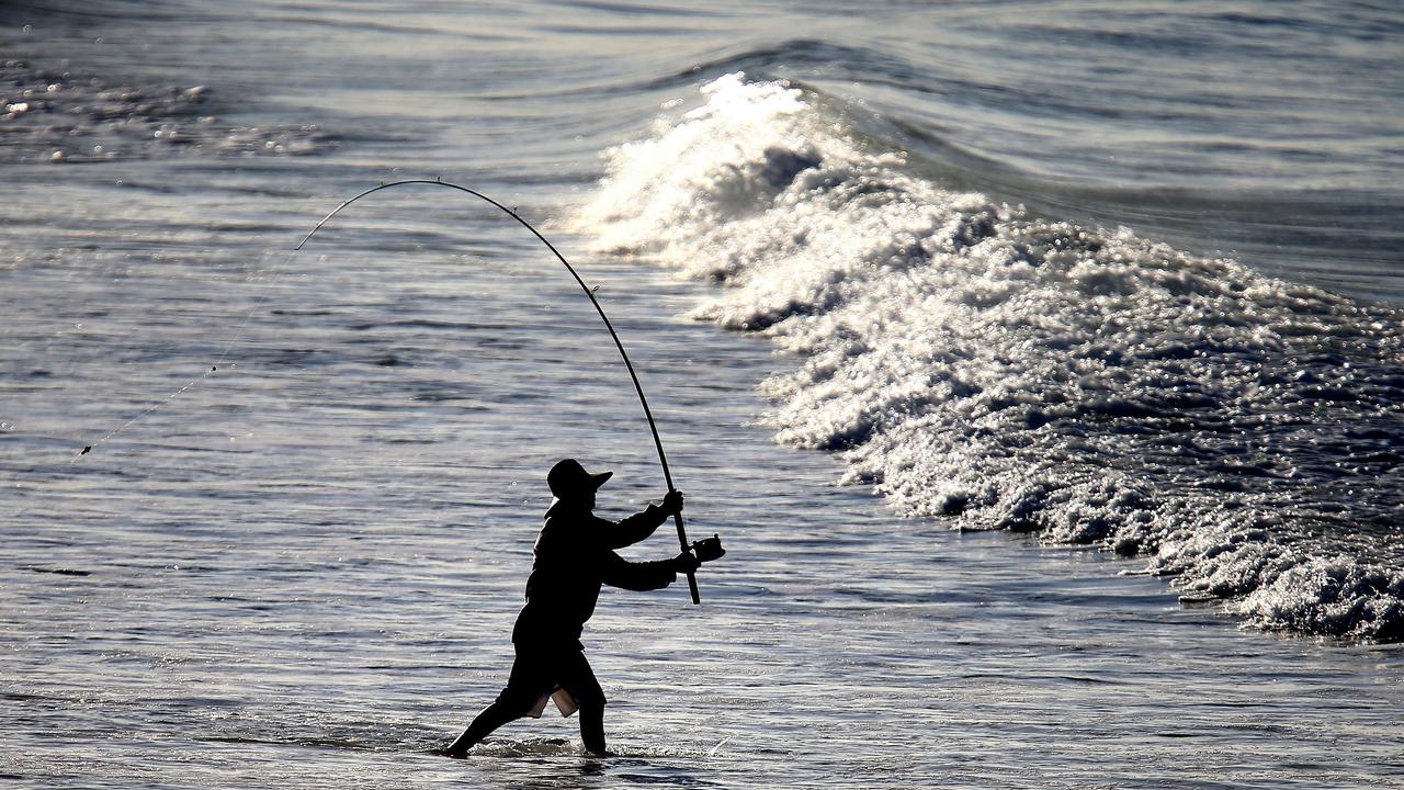 Robert Baker from Sunshine Beach casts a line at Kingscliff looking to hook a big one.