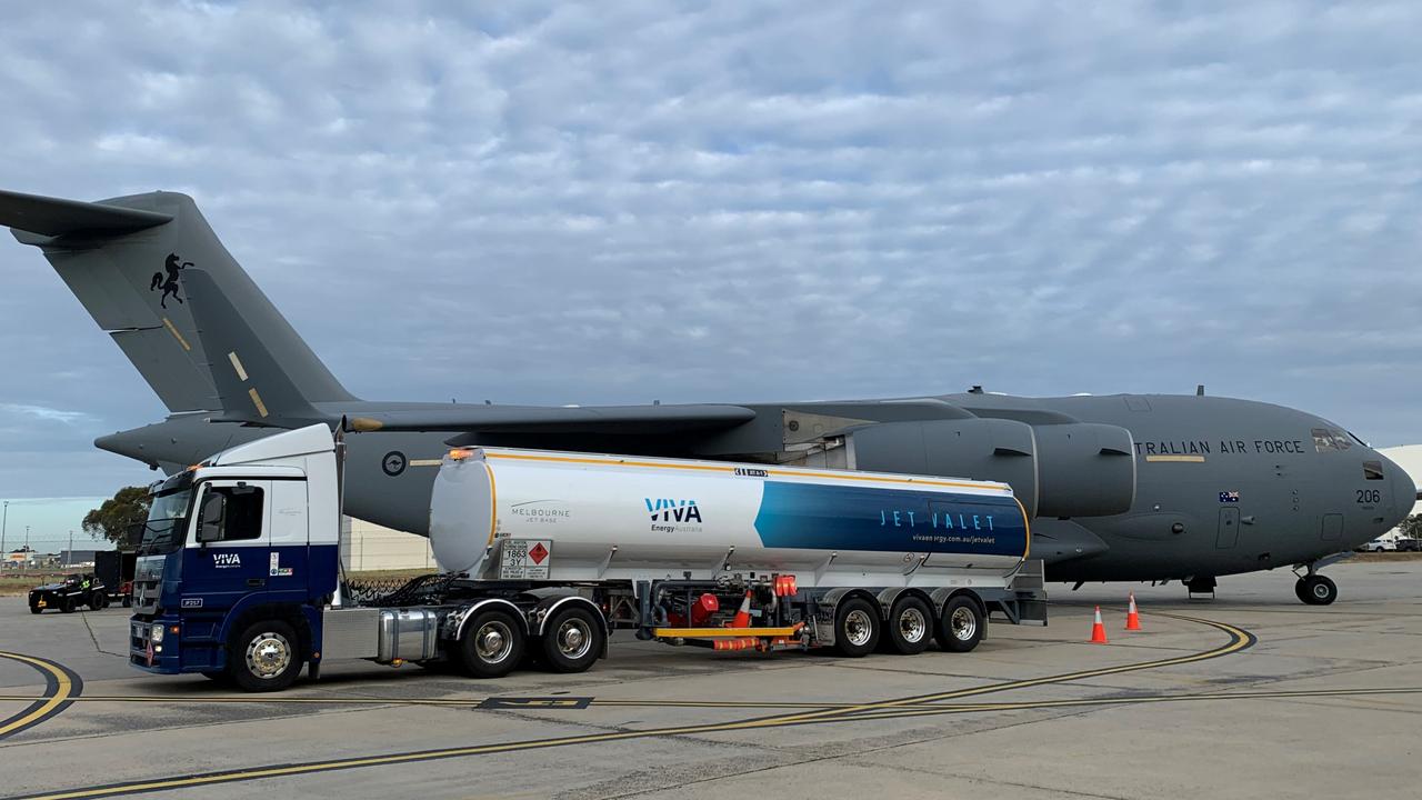 Viva Energy refuelling a C17 Australian Defence Force aircraft.