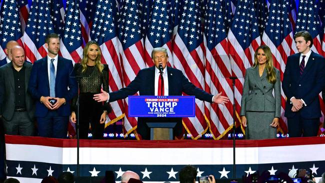 Donald Trump speaks during an election night event at the West Palm Beach Convention Centre.