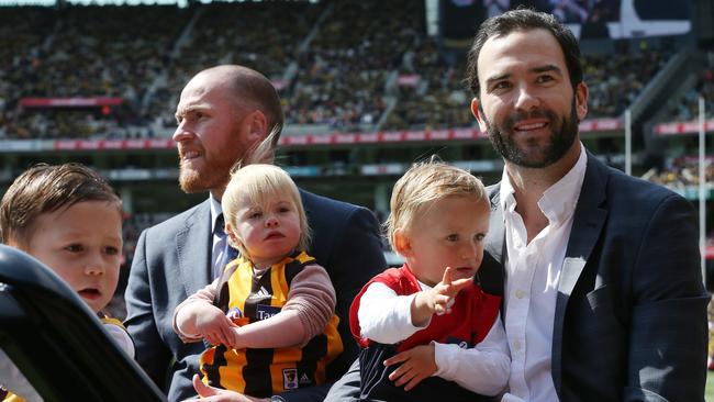 Hawthorn premiership stars Jarryd Roughead and Jordan Lewis in 2019. Picture: Michael Klein.