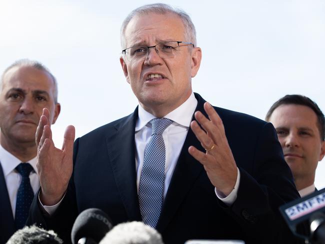 Scott Morrison told reporters issues facing Metricon also threatened people’s “dreams”. Picture: Jason Edwards