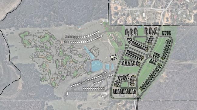 The $22m development application proposes 75 accommodation villas (left) be constructed as well as a 90 residential homes (right).