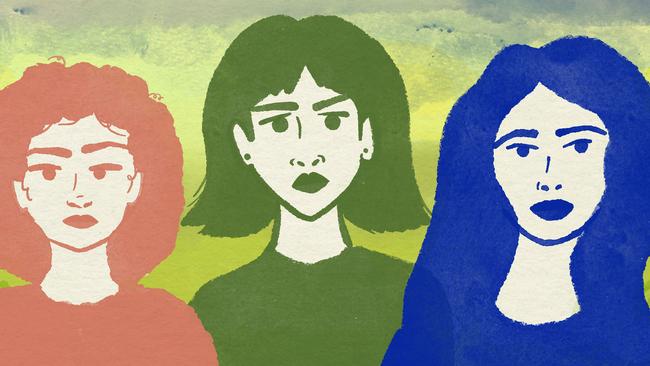 Sisters ‘Rebecca’, ‘Sarah’ and ‘Emily Johnson’, illustrated for our Shadow of Doubt podcast by Emilia Tortorella