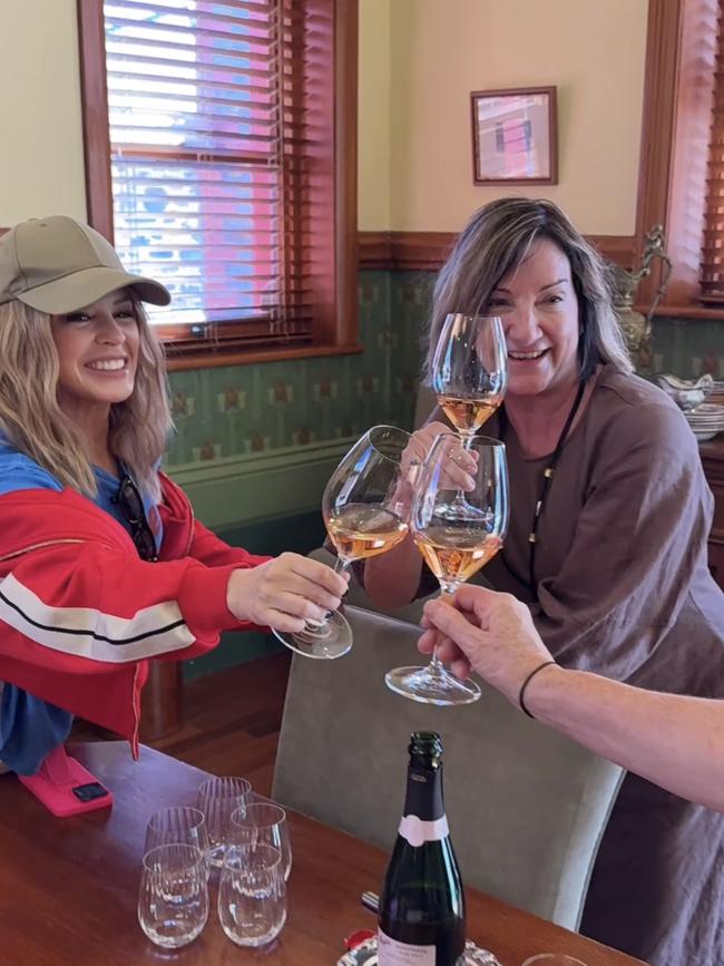 Cheers! Kylie enjoying some of the best wine in the world right here in SA.