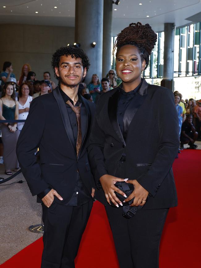 Elijah Dubbins and Ali Talty arrive at the Trinity Bay High School formal evening, held at the Cairns Convention Centre. Picture: Brendan Radke