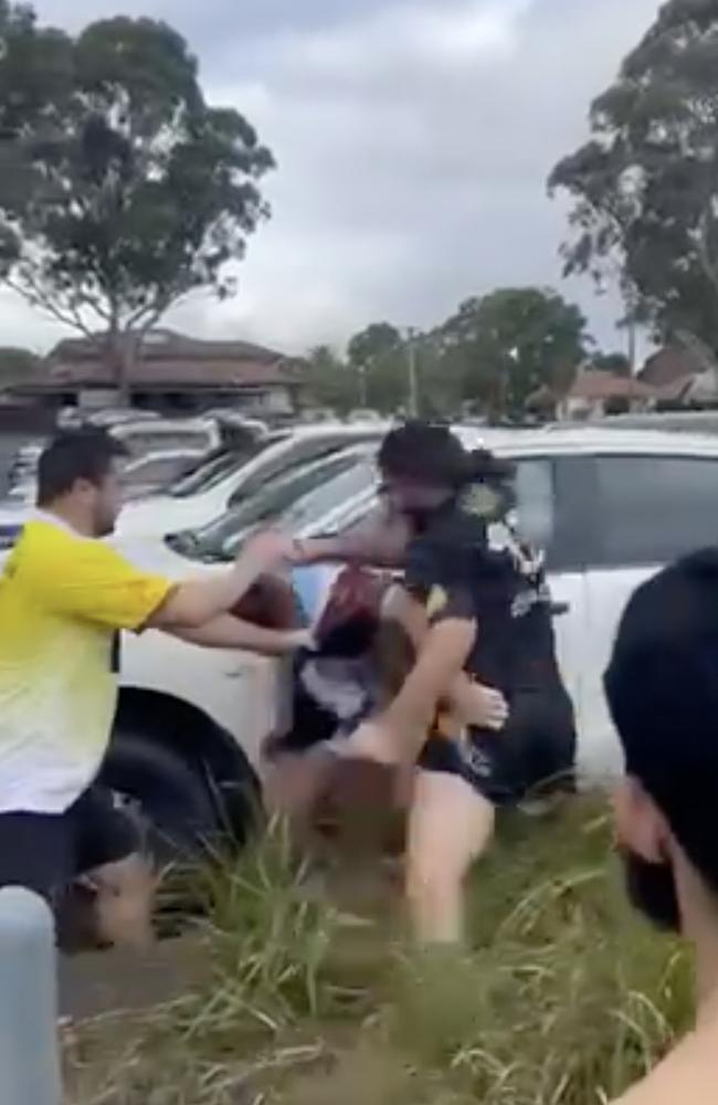 A wild brawl which erupted between Berala Bears and Lalor Park at Terry Lamb Complex in Chester Hill last month.