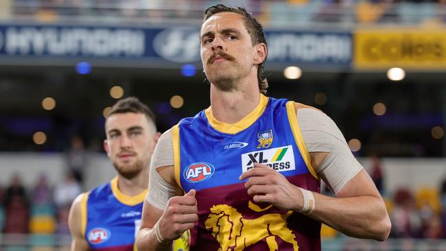 Joe Daniher is struggling to make an impact up forward. Picture: Russell Freeman/AFL Photos via Getty Images