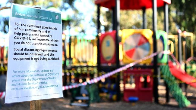 Playgrounds were closed as lockdown rules set in.