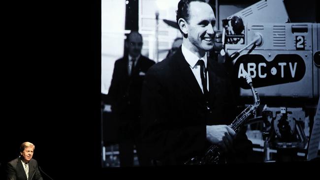 Ray Martin introducing the Don Burrows tribute concert at Sydney Opera House. Picture: Prudence Upton