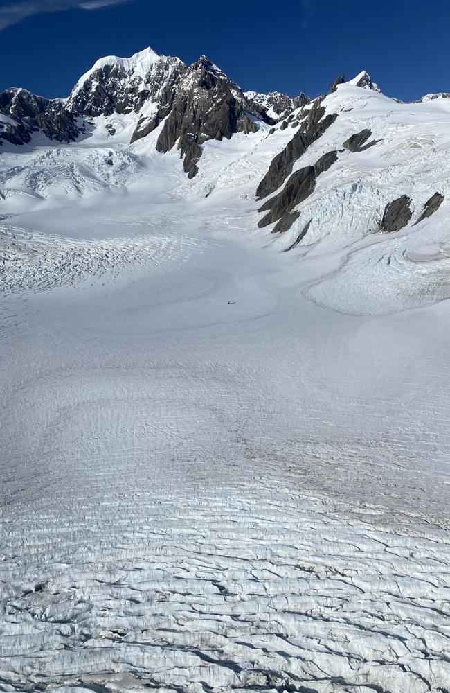 The Fox Glacier below Aoraki / Mount Cook – New Zealand’s highest mountain. Picture: Jack Evans