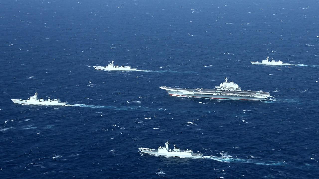 A Chinese Navy formation during military drills in the South China Sea in January 2017. Picture: STR/AFP/China OUT.