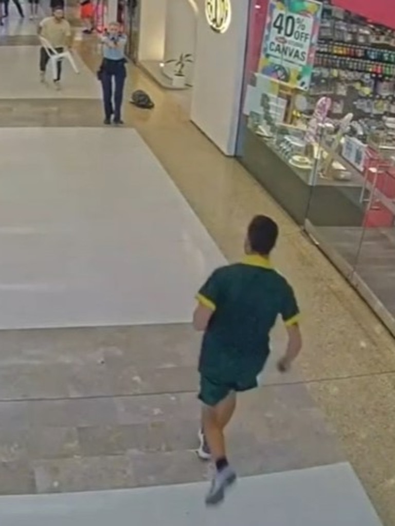 CCTV captured the moments before Joel Cauchi was shot. Picture: Supplied.