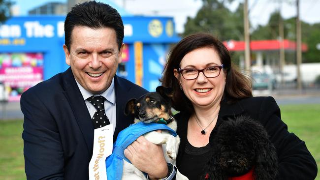 Boothby Xenophon candidate Karen Hockley with Nick Xenophon in the lead-up to last year’s federal election. Picture: Keryn Stevens