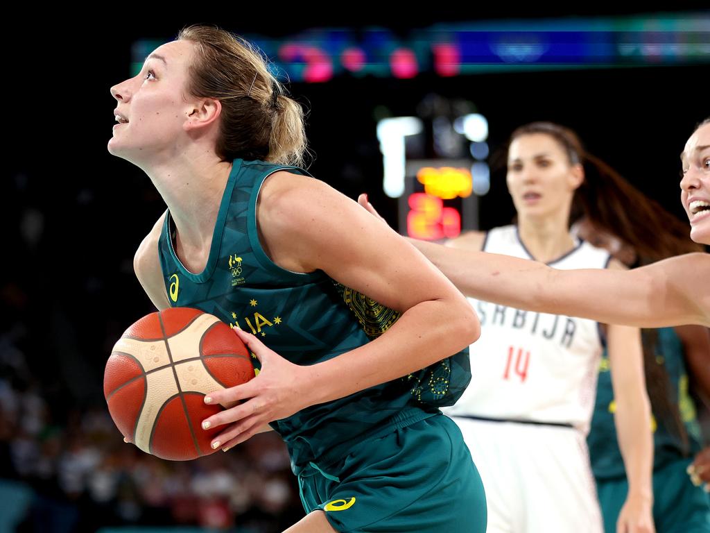 Alanna Smith was huge for the Opals, with 22 points against Serbia. Picture: Getty Images