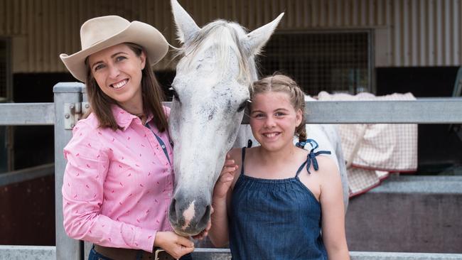 Performer Sophie Payne from Australian Outback Spectacular with her performance horse Dizzy and Annabelle.