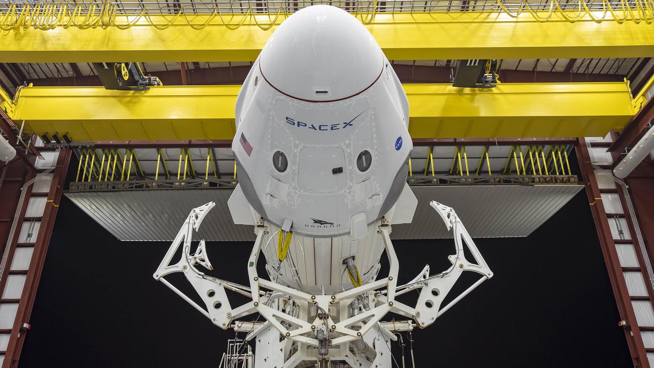 The SpaceC Crew Dragon spacecraft and the SpaceX Falcon 9 rocket. Picture: SpaceX / AFP