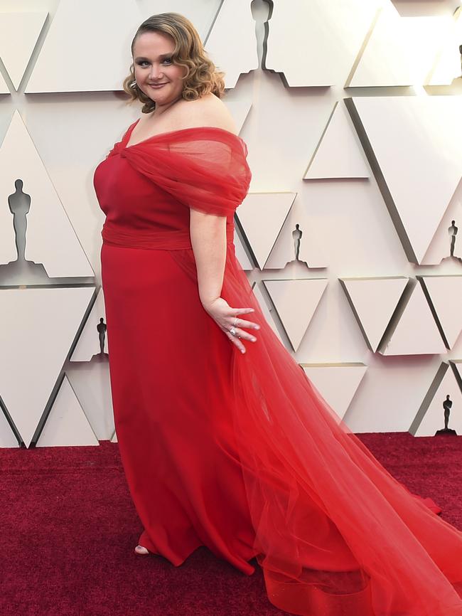 She’s red-y! Australian Bird Box actor Danielle Macdonald. Picture: AP