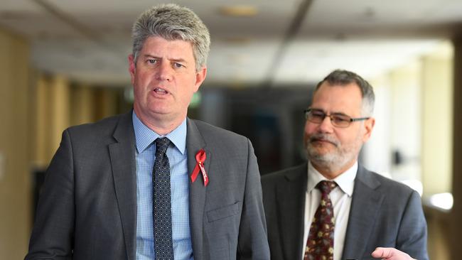 Local Government Minister Stirling Hinchliffe announces on August 22, 2018 that Ipswich City Council administrator Greg Chemello will take over the full role and responsibilities of the council after all of its members were sacked due to corruption and misconduct allegations. (AAP/Dan Peled)