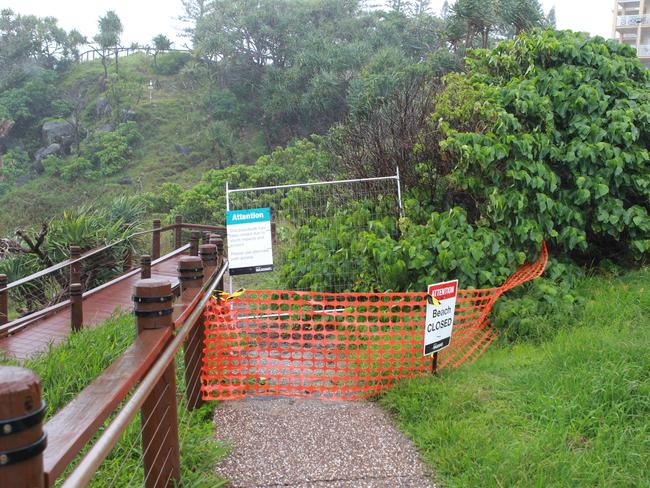 Erosion of Point Danger into Frogies Beach at Snapper Rocks. Picture: Mike Batterham