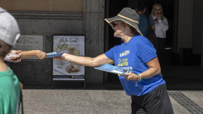 LNP supporters at early voting for the Brisbane City Council Election at Brisbane City Hall. Picture: Richard Walker