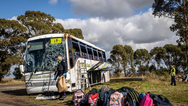 The Eynesbury school bus crash. Picture: Jake Nowakowski