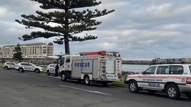 A body was found on the beach at Glenelg North. Picture: Isabel McMillan