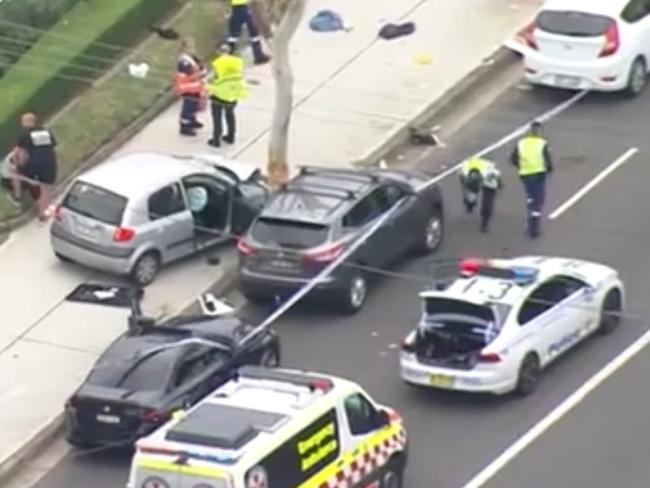 Emergency services were called to Avoca St in Randwick, Sydney, on February 9 after a driver of a vehicle allegedly mounted the kerb and collided with a female pedestrian. Picture: 7News