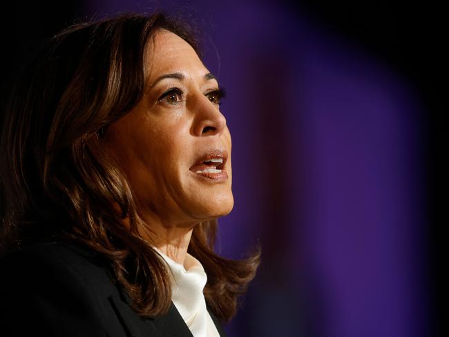 Former US vice president Kamala Harris called out President Trump’s ‘agenda’ as ‘decades in the making’ during a keynote address in San Francisco. Picture: AFP