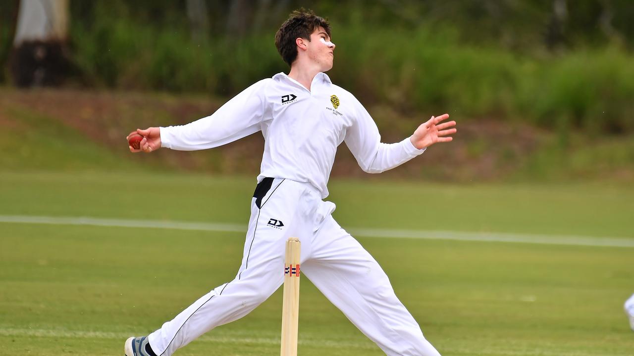 St Laurence's College bowler Darcy Rowan Padua College v St Laurence's College Saturday February 12, 2022. Picture, John Gass