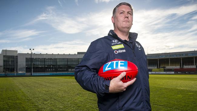 Carlton coach Damien Keeping believes the footy will be faster this season. Picture: Eugene Hyland