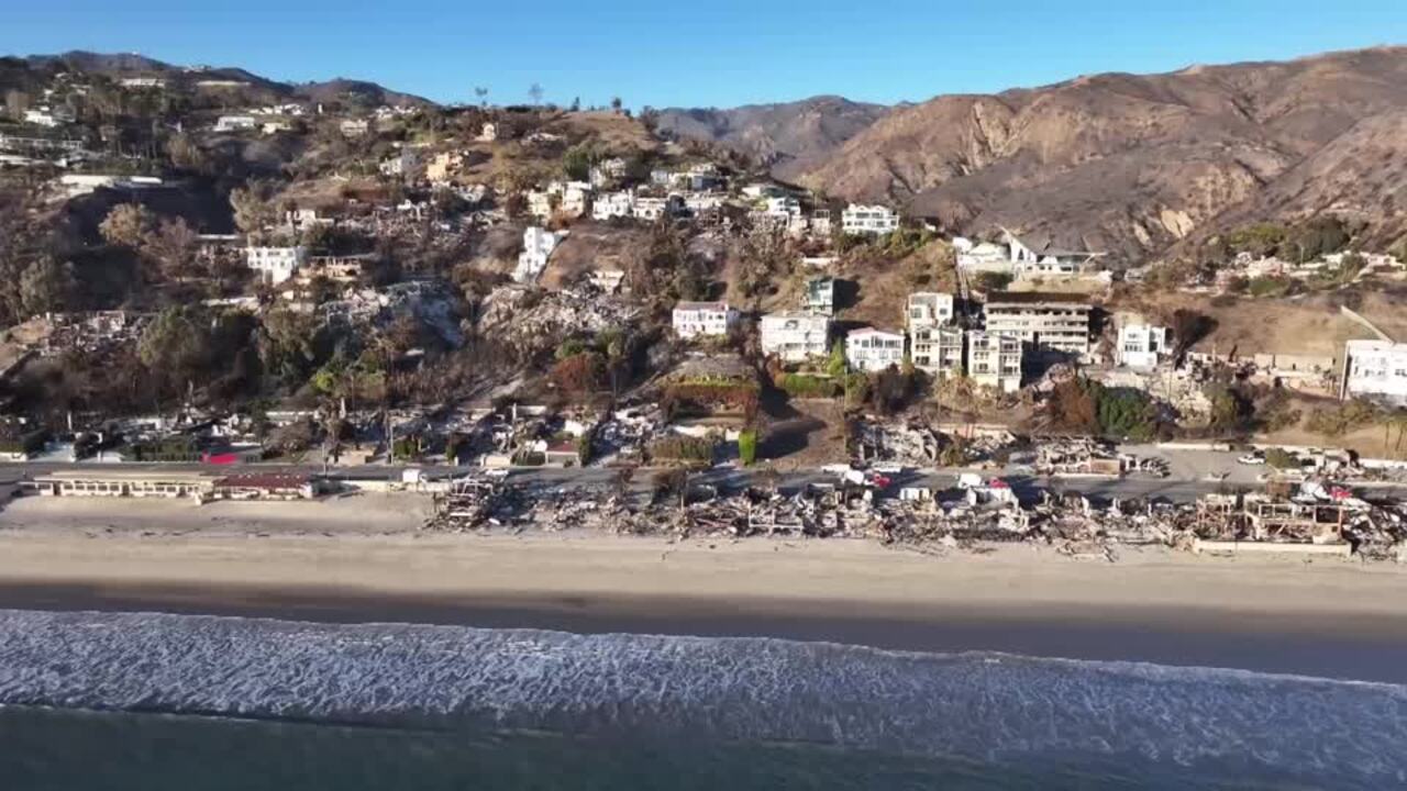 Drone video reveals sweeping fire wreckage along Malibu’s coast