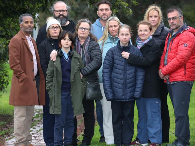 Space Camp Parents and girls left high and dry and $200,000 in total out of pocket want the school Mentone Girls Secondary College to do more to get them their money back. Group organiser Ken Lowe (far right) with some of the 22 families affected.                       Picture: David Caird