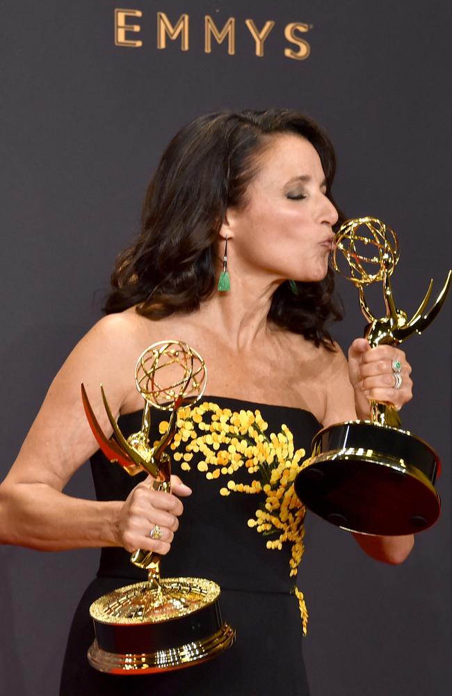 Actor Julia Louis-Dreyfus, winner of the award for Outstanding Comedy Actress for 'Veep,' poses in the press room during the 69th Annual Primetime Emmy Awards. Picture: Getty