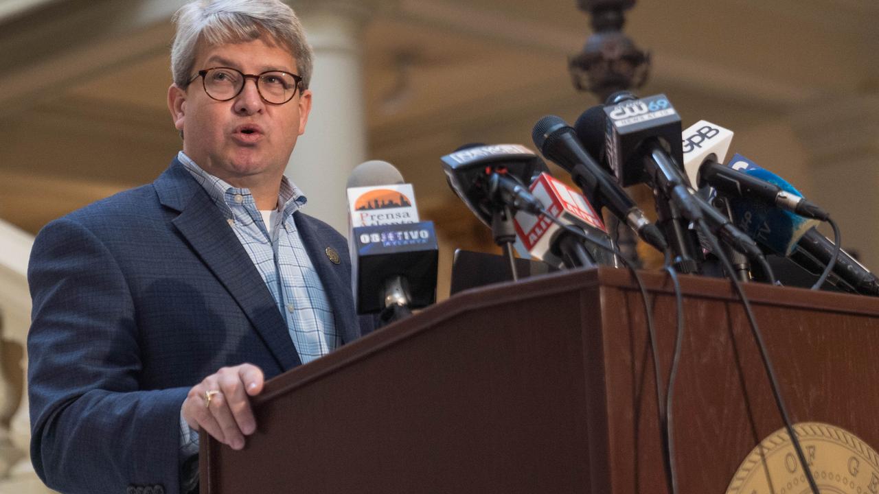 A furious Gabriel Sterling addressing the media yesterday. Picture: Megan Varner/Getty Images/AFP