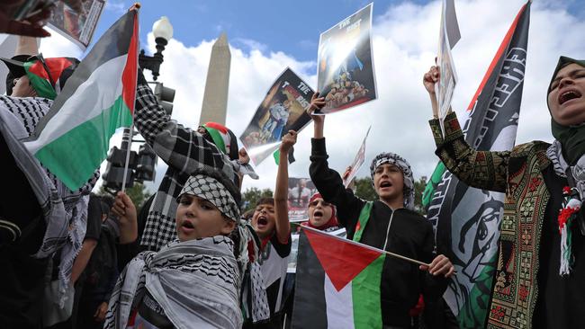 Pro-Palestinian rally in Washington calling for a ceasefire in Gaza. Picture: AFP