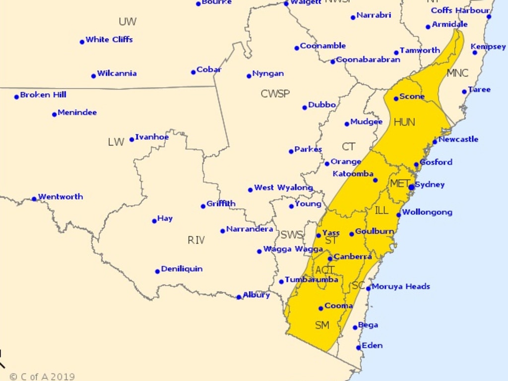 The Bureau has issued a number of severe weather warnings across New South Wales, Victoria and South Australia.