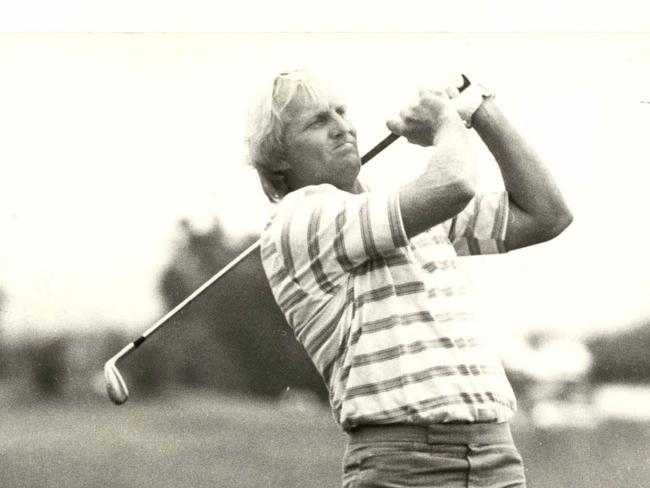 Greg Norman pictured during a round at the 1988 Palm Meadows Cup, a year before he was disqualified at the event.