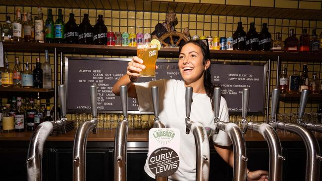 Shauna Lyall, bar staff at Curly Lewis, pours a glass of their brand new 'Lagerita'. The half lager half margarita special drink ahead of World Margarita Day. Photo: Tom Parrish