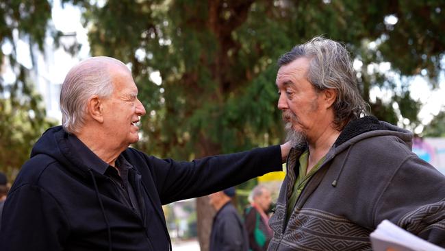 Reverend Bill Crews, left, at his Exodus Foundation in Ashfield in Sydney’s inner west. Picture: Bianca Farmakis