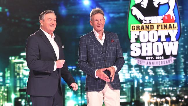 Eddie McGuire and Sam Newman at last year’s Grand Final Footy Show. Picture: Channel 9