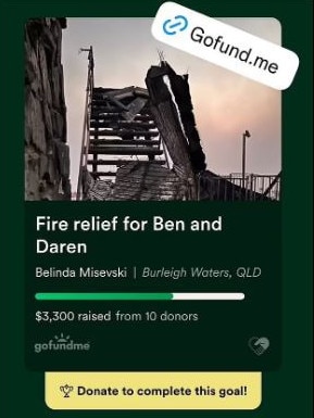 A Go FundMe has been set up to help former Neighbours star Benjamin Rigby who lost his home in the fires. Picture: Supplied