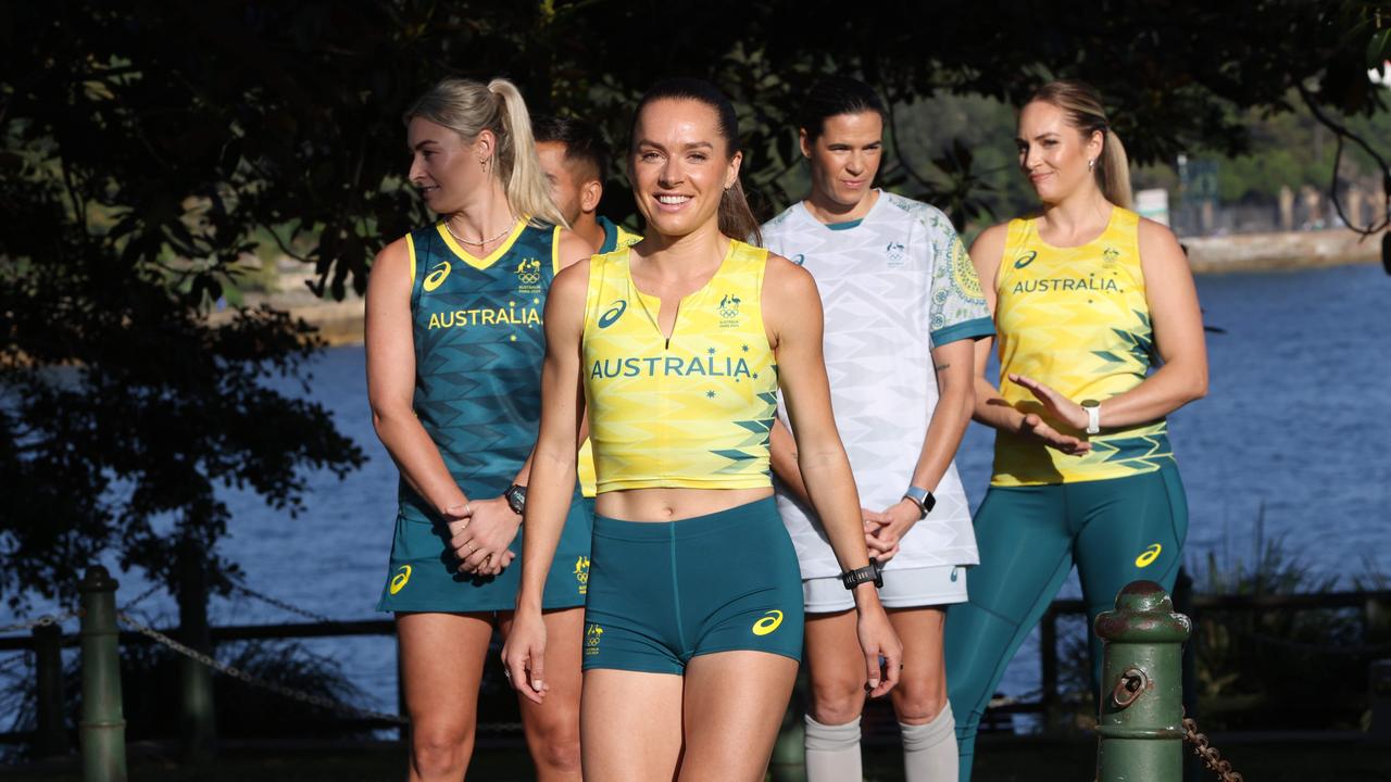 Australian Olympians and athletes unveil the uniforms for the Paris 2024 Olympic Games. Picture: NCA NewsWire / Damian Shaw