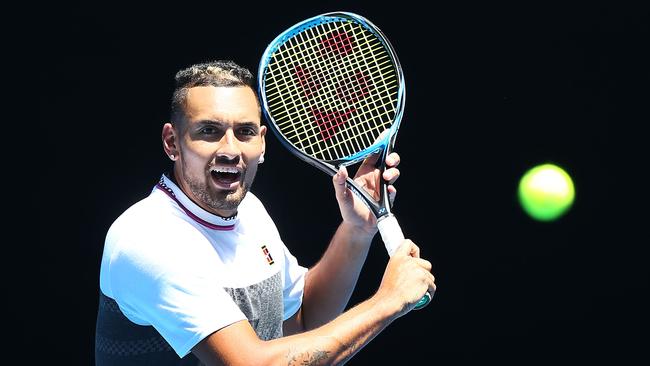 Australia’s Nick Kyrgios has a tough first round encounter with Canada’s Milos Raonic today. Picture: Getty Images