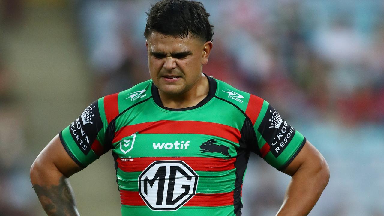 Latrell Mitchell left the field with a hamstring injury against the Dragons. Picture: Mark Metcalfe/Getty Images