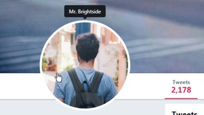 The fictional Mr Brightside's twitter profile.