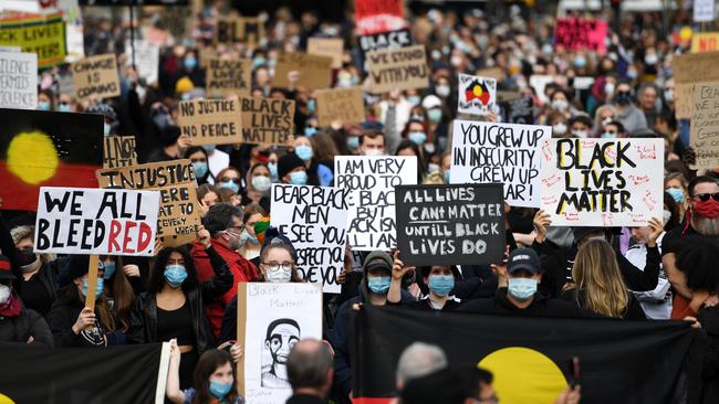 Protesters in Adelaide march in 2020. Picture: Getty Images