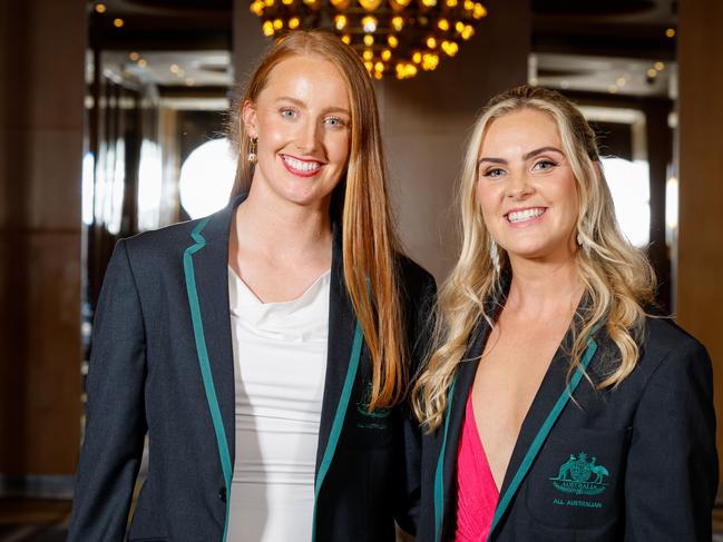 All Australian selections Aishling Moloney of the Cats and Aisling McCarthy of the Dockers. Picture: Dylan Burns/AFL Photos via Getty Images