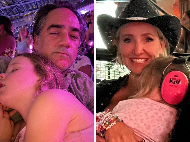 Aussie stars and their very tired children at Taylor Swift.
